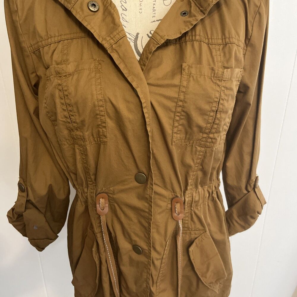 Maurices Utility Jacket Women's Medium Brown Military Anorak Roll Tab Sleeve NWT - Picture 3 of 11